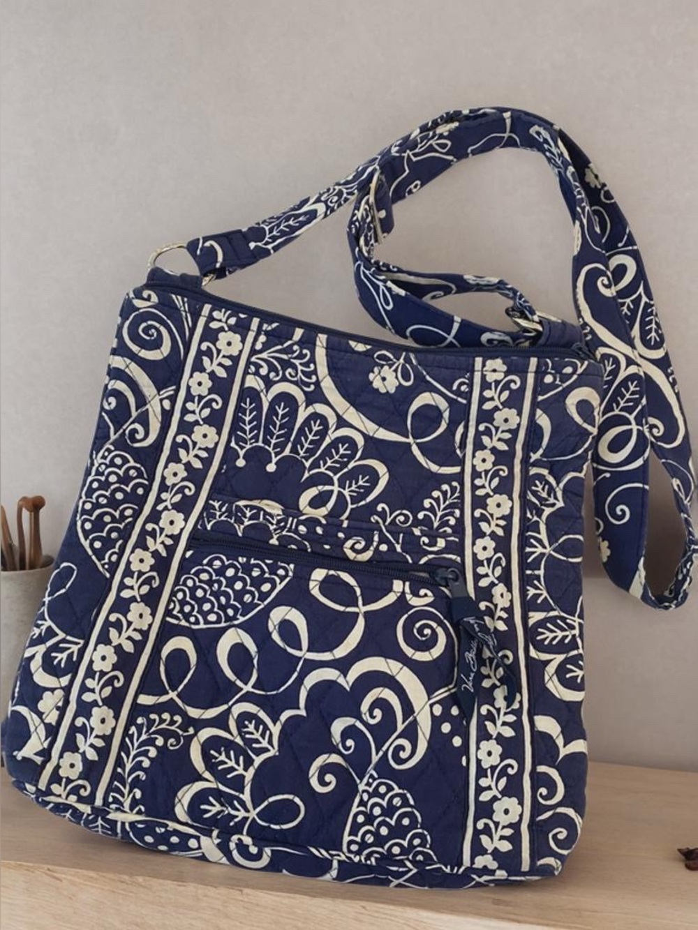Vera Bradley Classic Quilted Navy Floral Crossbody Bag